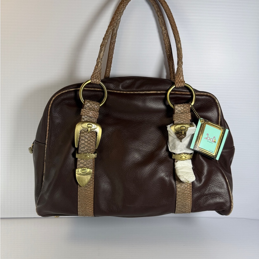 Babee D Brown Leather Handbag with Gold Accents NWT